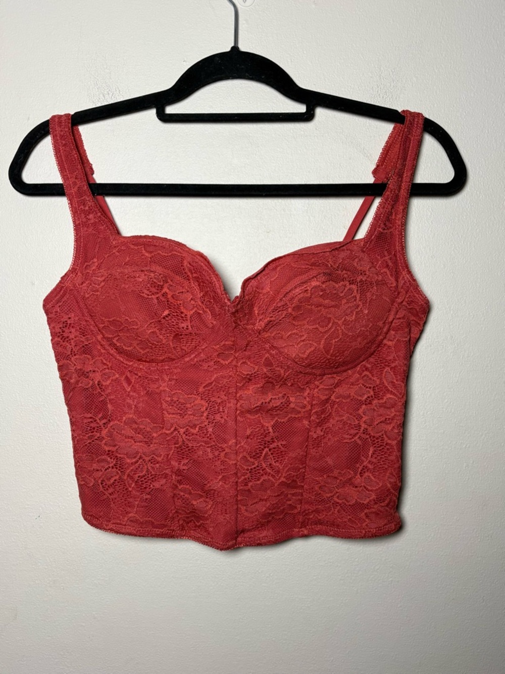 ReoRia Lace Lightly Padded Rust Colored Crop Top Summer Size XL